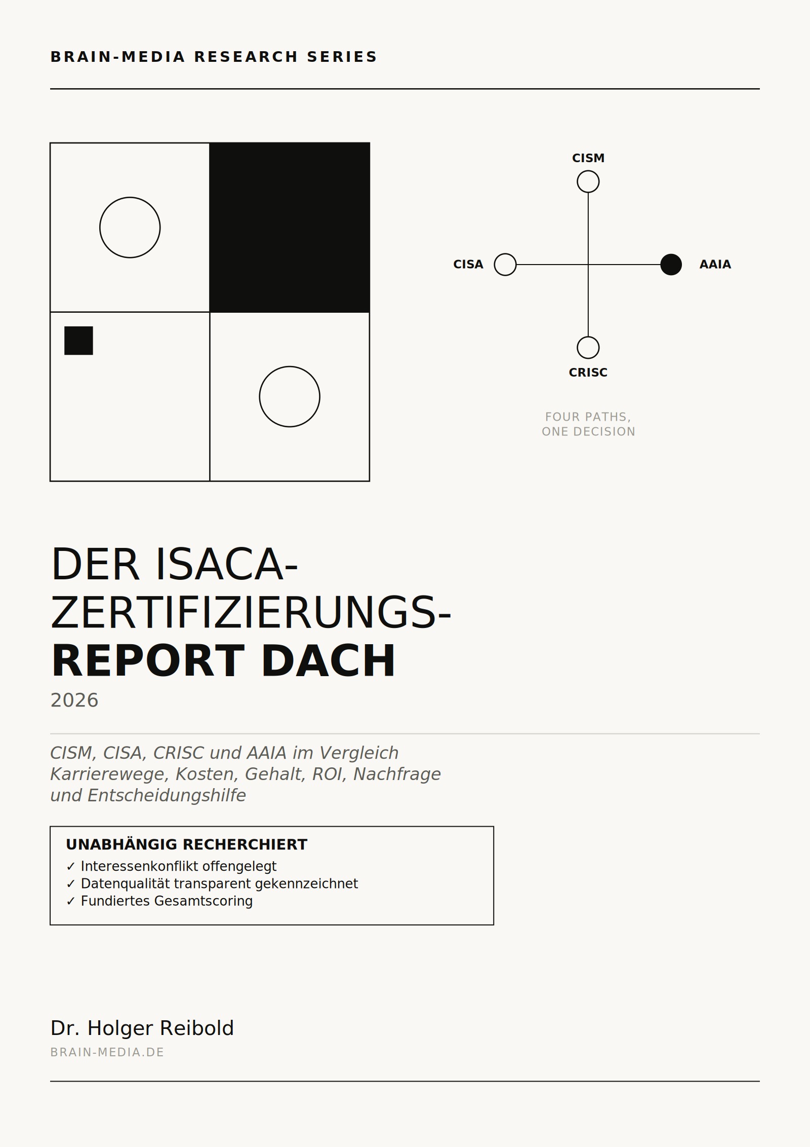 ISACA-Zertifizierungsreport DACH 2026, Titelseite